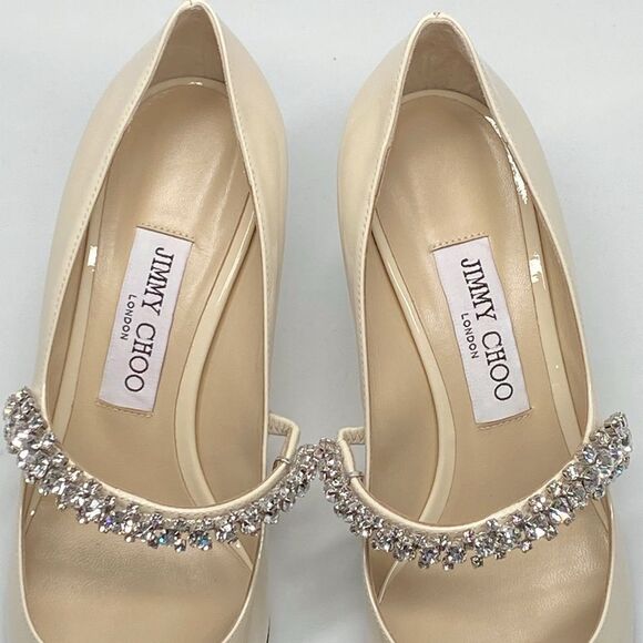 Jimmy Choo Bing Patent Crystal-Strap Pumps size 38 - Picture 7 of 16